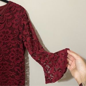 Red Maroon Lace Top Blouse